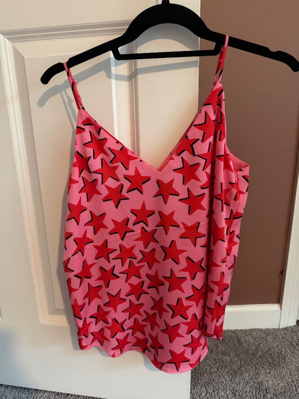 Express camisole pink with red stars XS NWOT